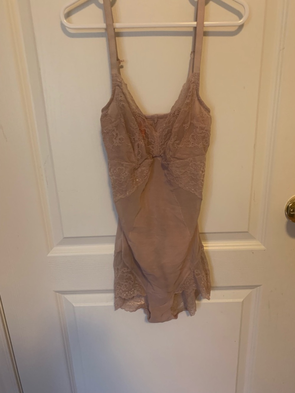SPANX Beige Lace Trim Bodysuit Shapewear